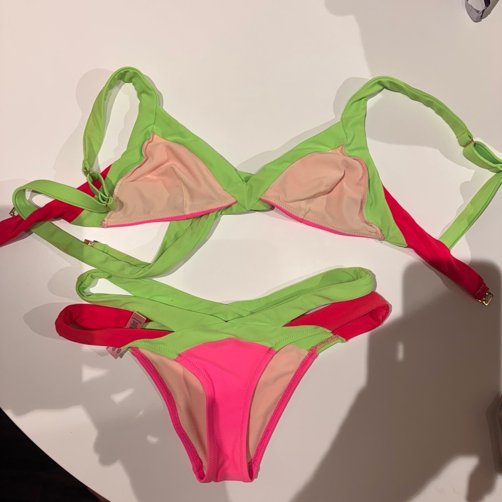 Agent Provocateur Neon Pink and Green Bikini - Picture 4 of 5
